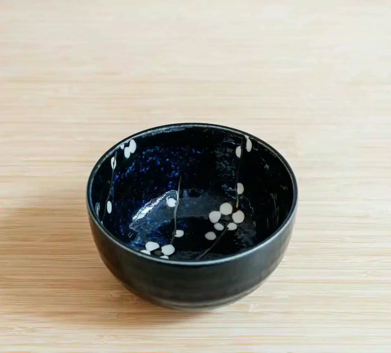 Matcha bowl - Flowers - Dark blue