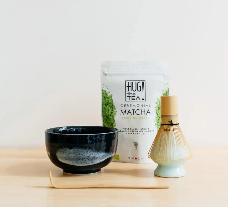 SET MATCHA REGULAR – avec bol bleu cobalt (4–5 pièces)