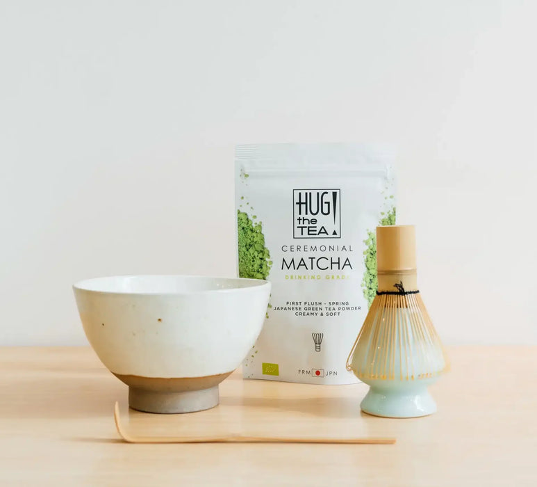 LUXUS MATCHA-SET – mit elfenbeinweißer Schale (5-teilig)